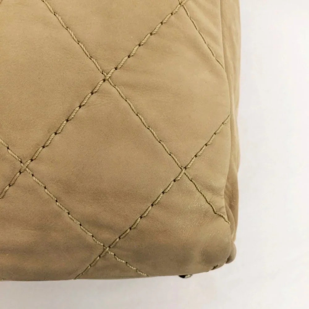 CHANEL Sea Hit Iridescent Calfskin Quilted CC Tote Beige Silver Chain 2011